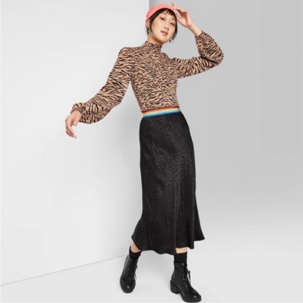 WILD FABLE Smocked tiger striped top